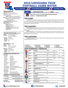 2012 Louisiana Tech Football Game Notes 52 All-Americans 25 Conference Championships 2 National Titles