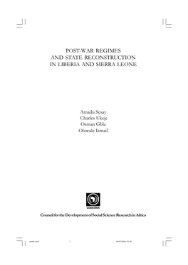 Post-War Regimes and State Reconstruction in Liberia and Sierra Leone