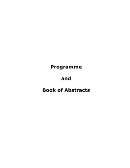 Programme and Book of Abstracts