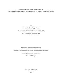 Working in the Belly of the Beast: the Productive Intellectual Labor of Us Prison Writers, 1929-2007
