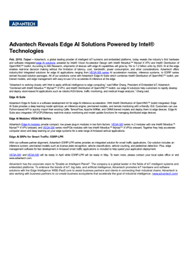 Advantech Reveals Edge AI Solutions Powered by Intel® Technologies