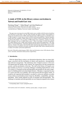 A Study of XML in the Library Science Curriculum in Taiwan and South East Asia