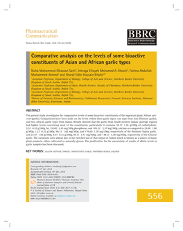 Comparative Analysis on the Levels of Some Bioactive Constituents of Asian and African Garlic Types