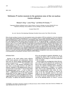 Substance P Excites Neurons in the Gustatory Zone of the Rat Nucleus Tractus Solitarius