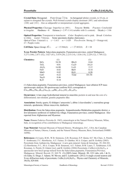 Pezzottaite Cs(Be2li)Al2si6o18