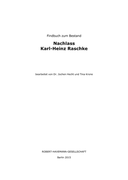 Findbuch Zum Bestand