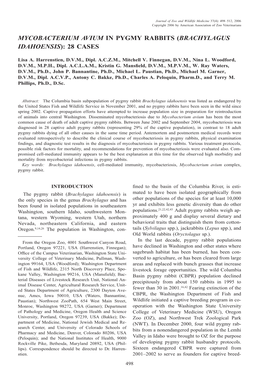 Mycobacterium Avium in Pygmy Rabbits (Brachylagus Idahoensis): 28 Cases