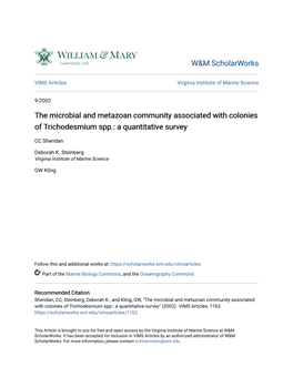 The Microbial and Metazoan Community Associated with Colonies of Trichodesmium Spp.: a Quantitative Survey