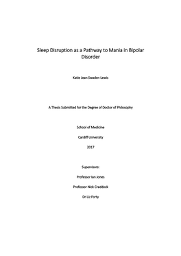 Sleep Disruption As a Pathway to Mania in Bipolar Disorder