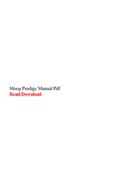 Moog Prodigy Manual Pdf