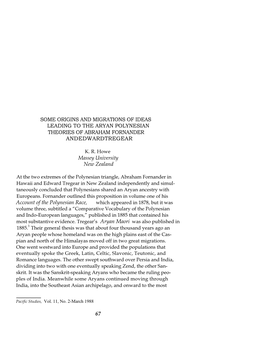 Some Origins and Migrations of Ideas Leading to the Aryan Polynesian Theories of Abraham Fornander Andedwardtregear