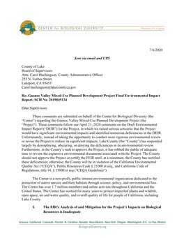 Guenoc Valley Mixed-Use Planned Development Project Final Environmental Impact Report, SCH No