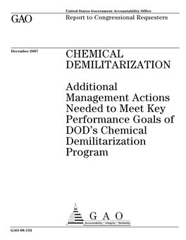 GAO-08-134 Chemical Demilitarization