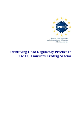 Report 'Identifying Good Regulatory Practice in the EU Emissions