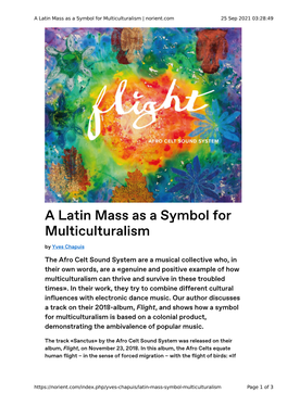 A Latin Mass As a Symbol for Multiculturalism | Norient.Com 25 Sep 2021 03:28:49