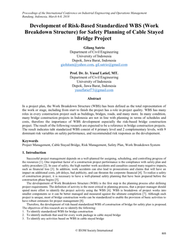 (Work Breakdown Structure) for Safety Planning of Cable Stayed Bridge Project