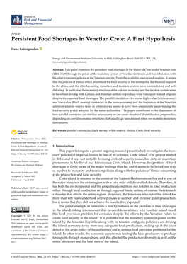 Persistent Food Shortages in Venetian Crete: a First Hypothesis