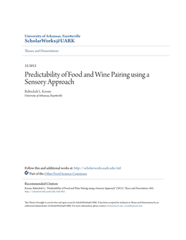 Predictability of Food and Wine Pairing Using a Sensory Approach Rebeckah L