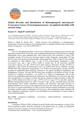 Global Diversity and Distribution of Distoseptosporic Micromycete Corynespora Güssow (Corynesporascaceae): an Updated Checklist with Current Status