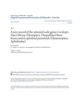 A New Record of the Armored Scale Genus Carulaspis Macgillivray