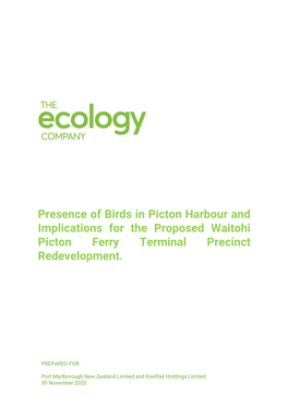 Appendix I Ecology Company Assessment of Effects on Presence of Birds in Picton Harbour(PDF, 1