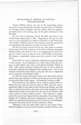 Biographical Sketch of Captain William Moore