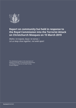 Report on Community Hui Held in Response to the Royal Commission