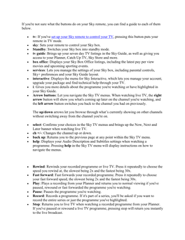 If You're Not Sure What the Buttons Do on Your Sky Remote, You Can Find a Guide to Each of Them Below