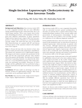 Single-Incision Laparoscopic Cholecystectomy in Situs Inversus Totalis