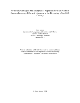 Representations of Plants in German Language Film and Literature at the Beginning of the 20Th Century