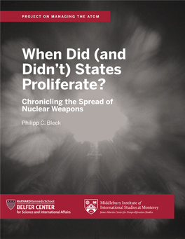 When Did (And Didn't) States Proliferate?