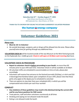 Volunteer Guidelines 2021