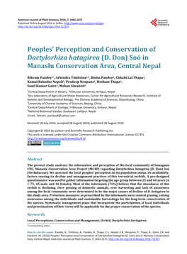 Peoples' Perception and Conservation Of