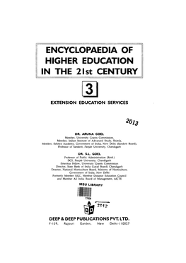 ENCYCLOPAEDIA of HIGHER EDUCATION in the 2 1 St CENTURY