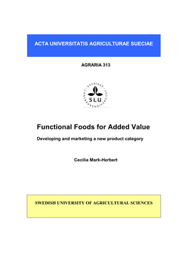Functional Foods for Added Value