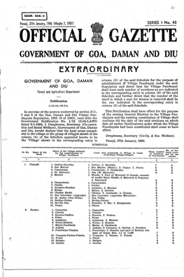 OFFICIAL GOVERNMENT of GOA, DAMAN and DI\] Extrftordi N'f\RY
