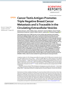 Cancer Testis Antigen Promotes Triple Negative Breast Cancer