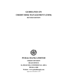 Guidelines on Credit Risk Management (Crm) Revised Edition