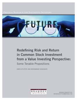 Redefining Risk and Return