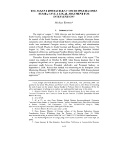 The August 2008 Battle of South Ossetia: Does Russia Have a Legal Argument for Intervention?