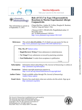 Role of CCL7 in Type I Hypersensitivity Reactions in Murine Experimental Allergic Conjunctivitis