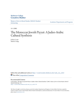 The Moroccan Jewish Piyyut: a Judeo-Arabic Cultural Synthesis