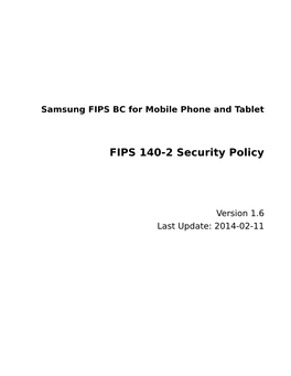 FIPS 140-2 Security Policy