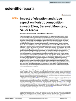 Impact of Elevation and Slope Aspect on Floristic Composition in Wadi