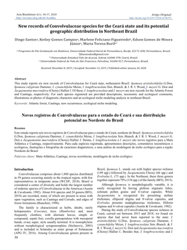 New Records of Convolvulaceae Species for the Ceará State and Its Potential Geographic Distribution in Northeast Brazil