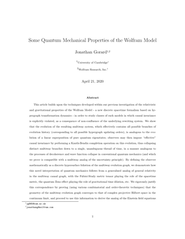 Some Quantum Mechanical Properties of the Wolfram Model