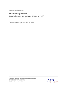 Erläuterungsbericht Landschaftsschutzgebiet "Iller - Rottal"