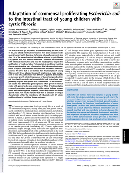 Adaptation of Commensal Proliferating Escherichia Coli to the Intestinal Tract of Young Children with Cystic Fibrosis