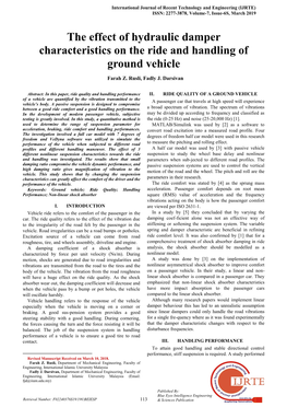 The Effect of Hydraulic Damper Characteristics on the Ride and Handling of Ground Vehicle