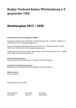 RBW, Strukturplan 2017